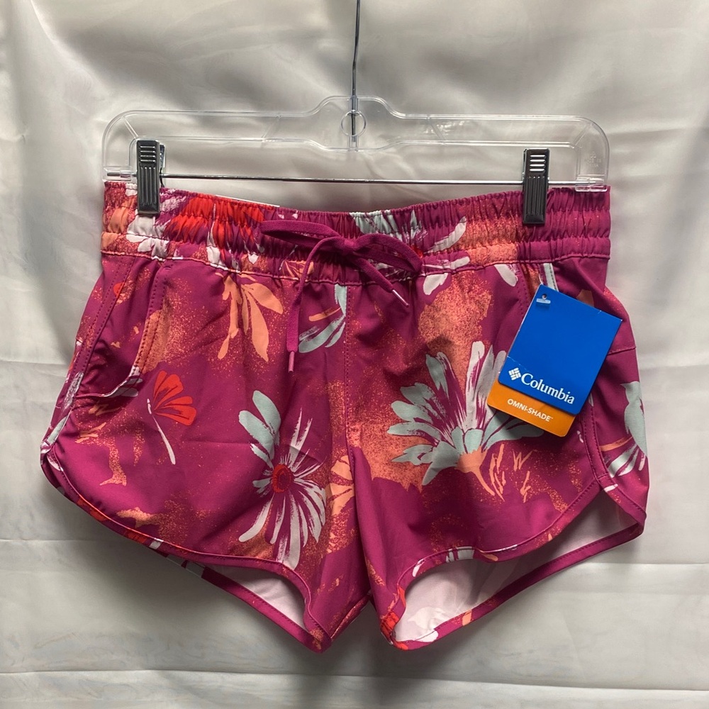 Columbia Magenta Floral Athletic Shorts, Ladies Size XS